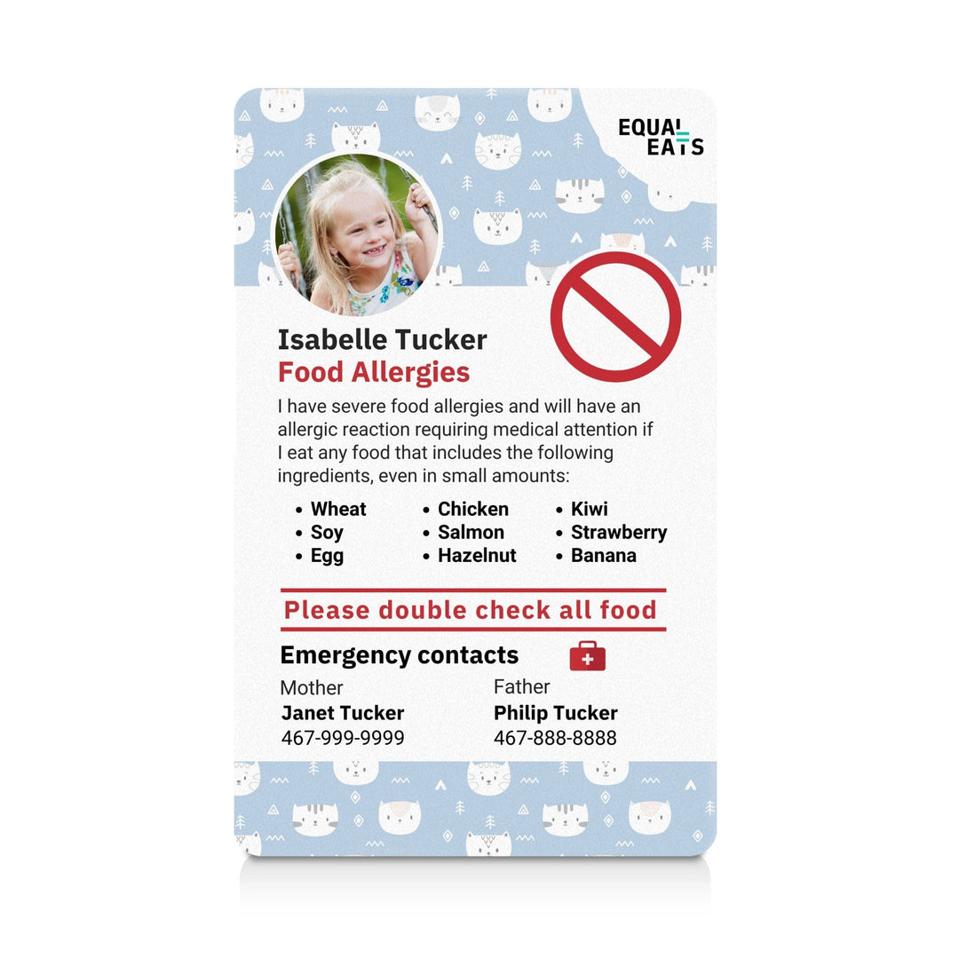 Kitties Custom Multiple Food Allergy ID Card (EqualEats)