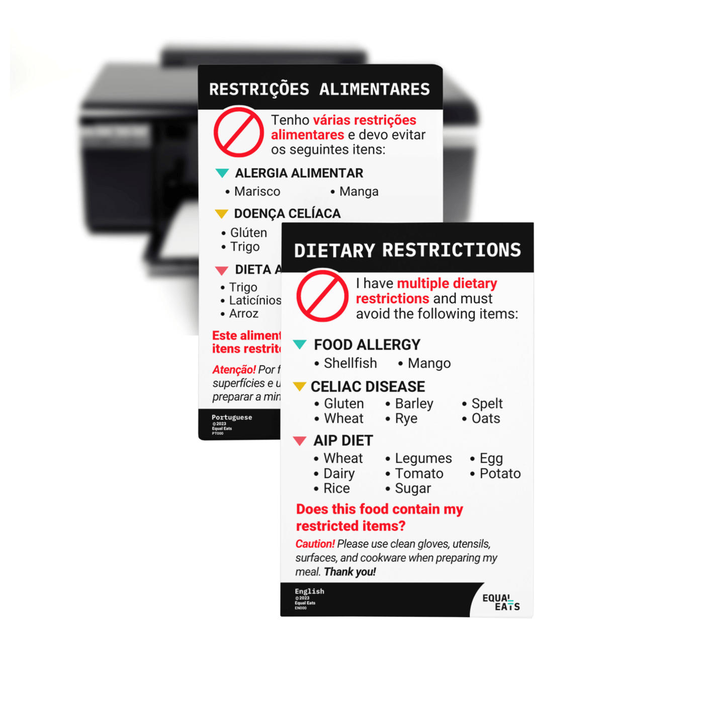 Printable Multiple Restriction Card (print-from-home)