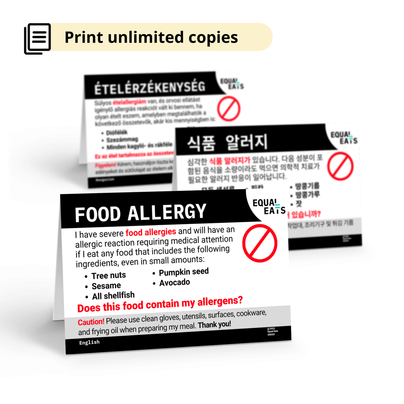 Multiple Food Allergy Translation Card