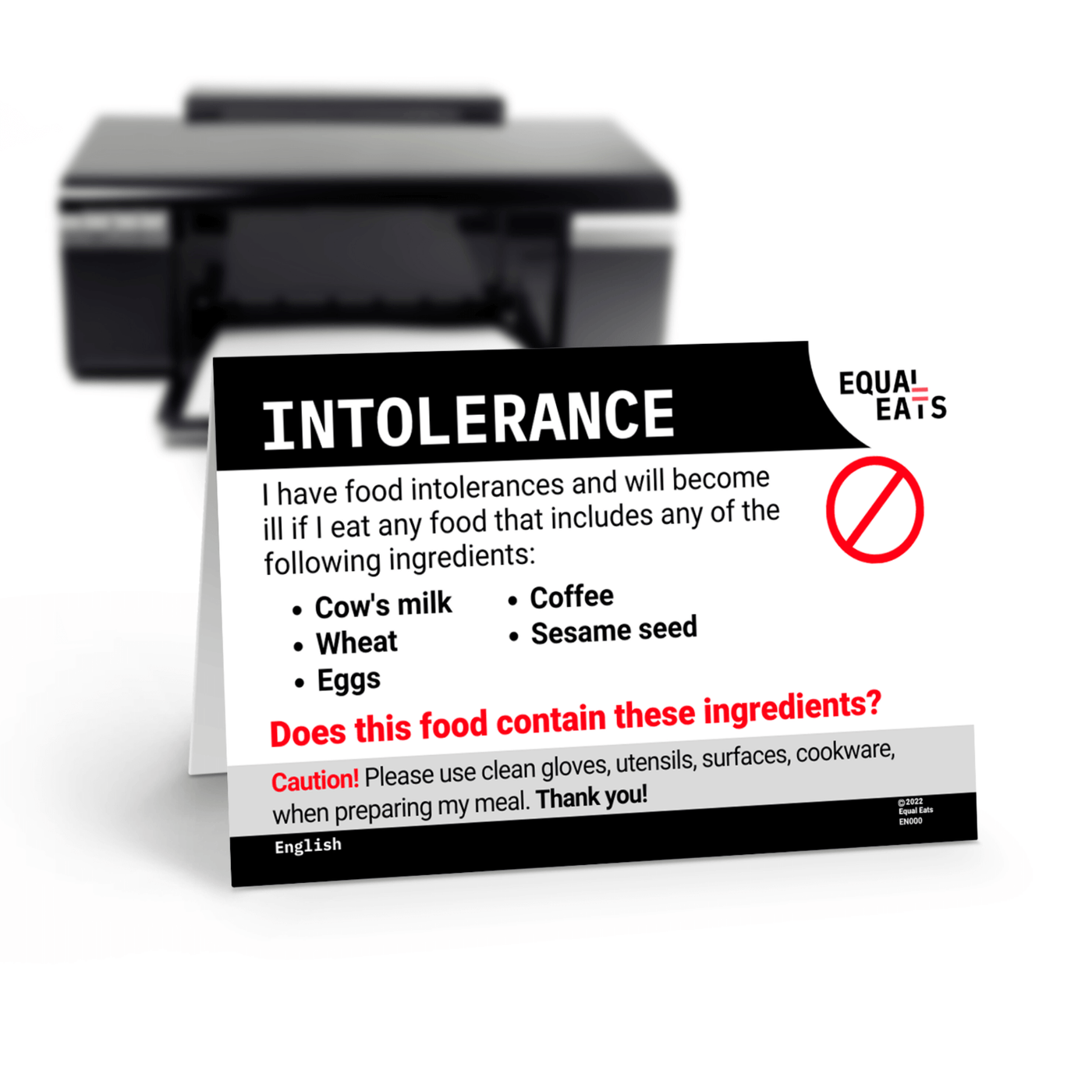 Multiple Intolerance Card by Equal Eats