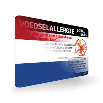 Crustacean Allergy in Dutch. Crustacean Allergy Card for Netherlands