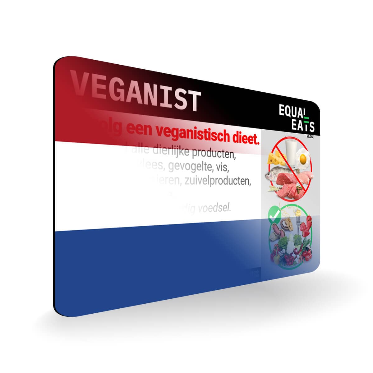 Vegan Diet in Dutch. Vegan Card for Netherlands