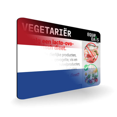 Lacto Ovo Vegetarian Diet in Dutch. Vegetarian Card for Netherlands