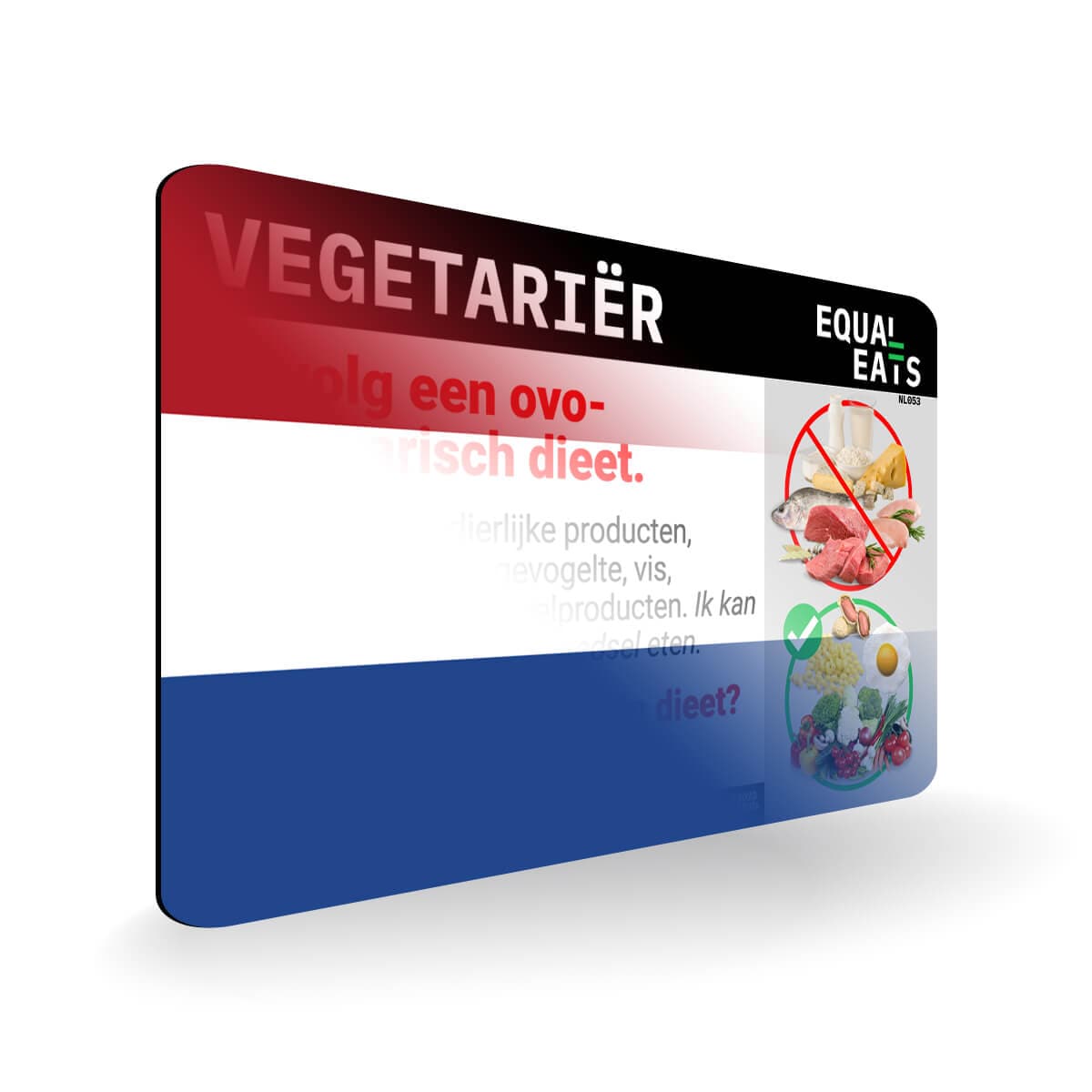 Ovo Vegetarian in Dutch. Card for Vegetarian in Netherlands