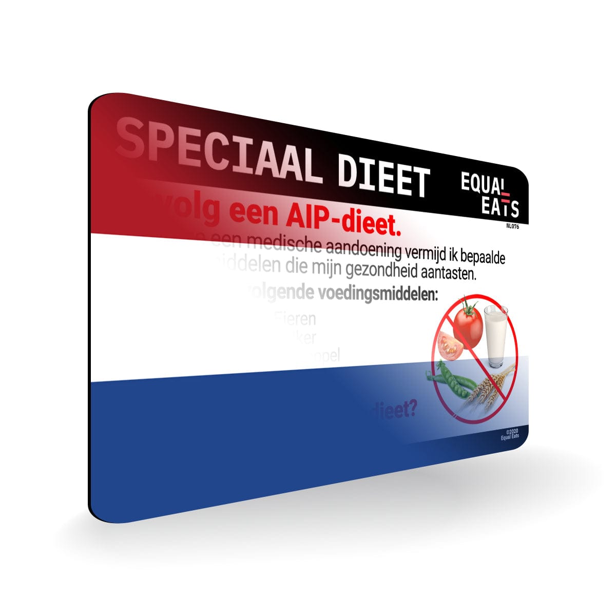 AIP Diet in Dutch. AIP Diet Card for Netherlands
