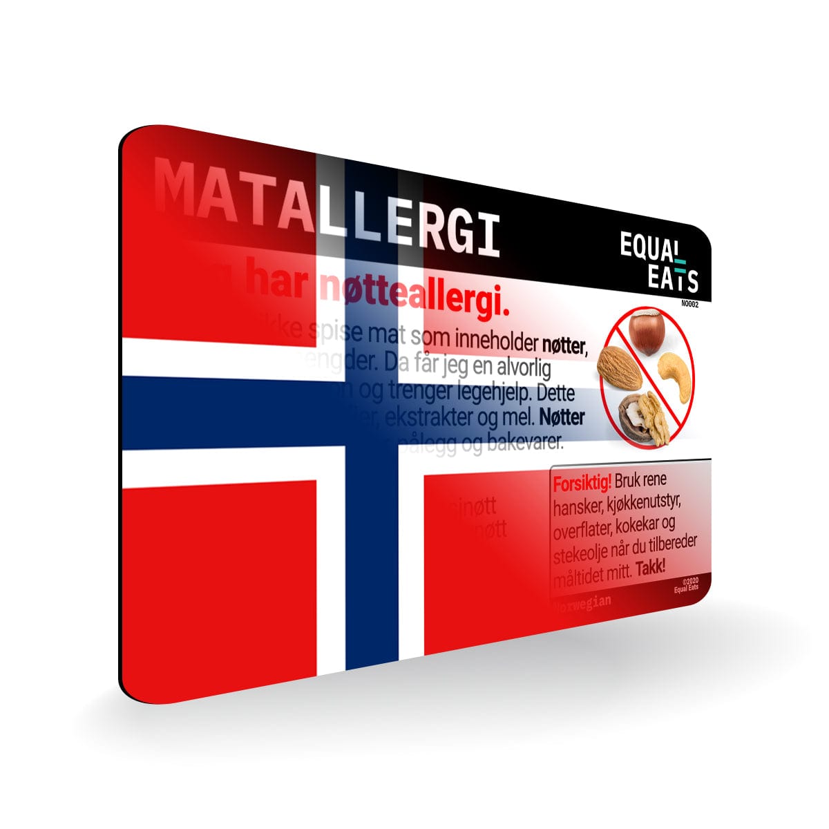 Norwegian Tree Nut Allergy Card