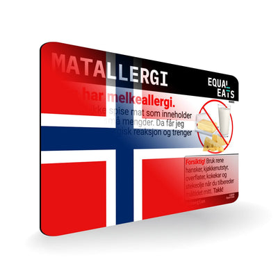 Milk Allergy in Norwegian. Milk Allergy Card for Norway