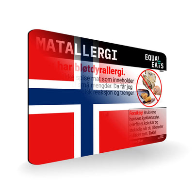 Mollusk Allergy in Norwegian. Mollusk Allergy Card for Norway