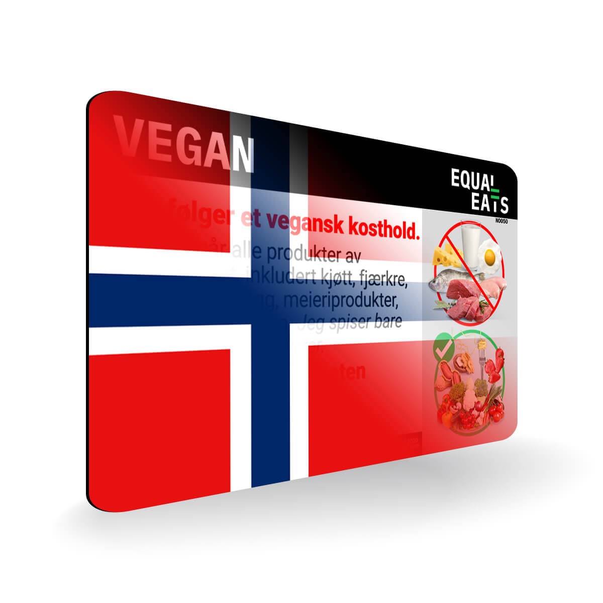 Vegan Diet in Norwegian. Vegan Card for Norway