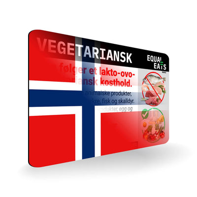 Lacto Ovo Vegetarian Diet in Norwegian. Vegetarian Card for Norway