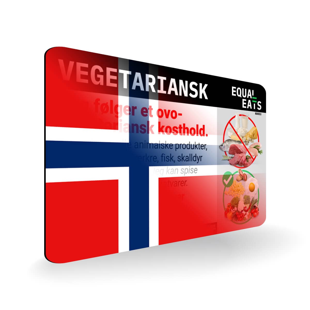 Ovo Vegetarian in Norwegian. Card for Vegetarian in Norway