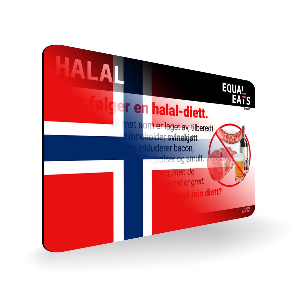 Halal Diet in Norwegian. Halal Food Card for Norway