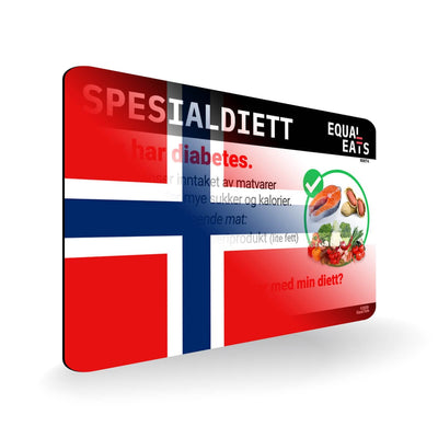 Diabetic Diet in Norwegian. Diabetes Card for Norway Travel
