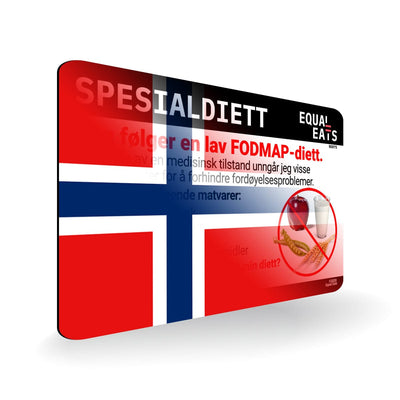Low FODMAP Diet in Norwegian. Low FODMAP Diet Card for Norway