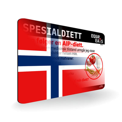 AIP Diet in Norwegian. AIP Diet Card for Norway