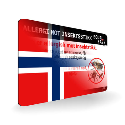 Insect Sting Allergy in Norwegian. Bee Sting Allergy Card for Norway