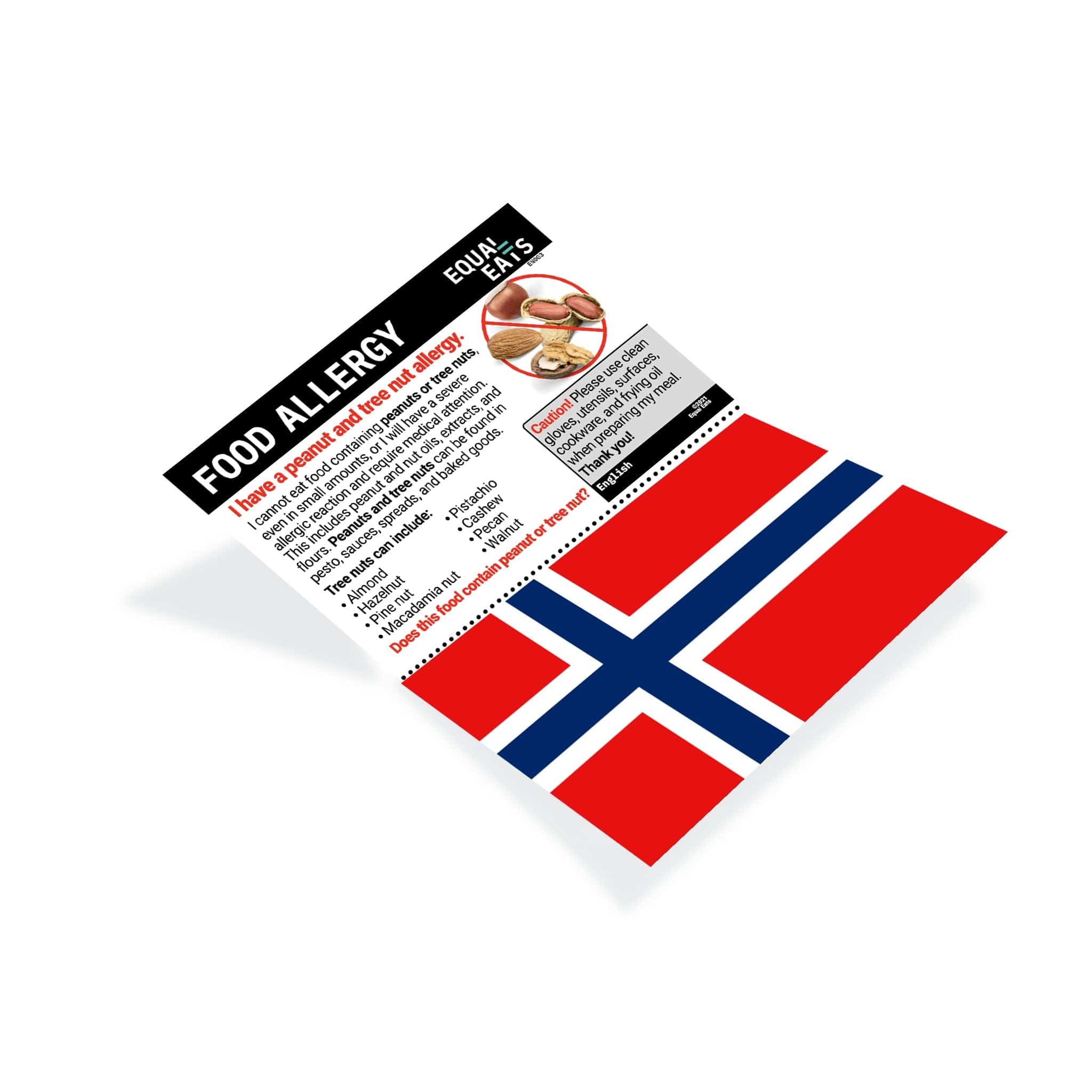 Peanut & Tree Nut Allergy Translation Card in Norwegian | Download