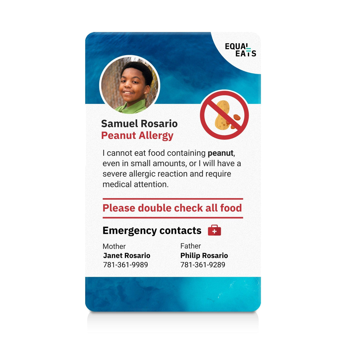 Ocean Peanut Allergy ID Card (EqualEats)