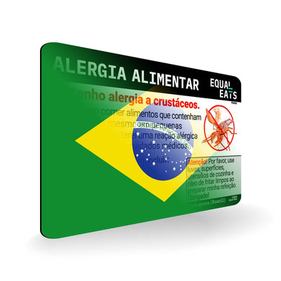Crustacean Allergy in Portuguese. Crustacean Allergy Card for Brazil