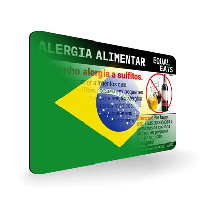 Sulfite Allergy in Portuguese. Sulfite Allergy Card for Brazil