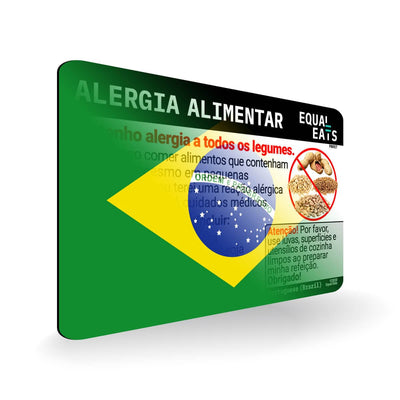 Legume Allergy in Portuguese. Legume Allergy Card for Brazil