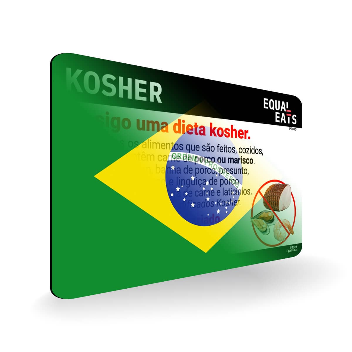 Kosher Diet in Portuguese. Kosher Card for Brazil