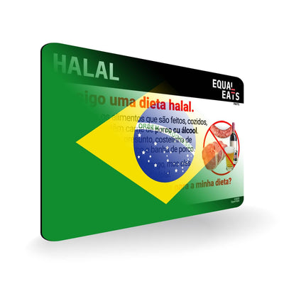 Halal Diet in Portuguese. Halal Food Card for Brazil