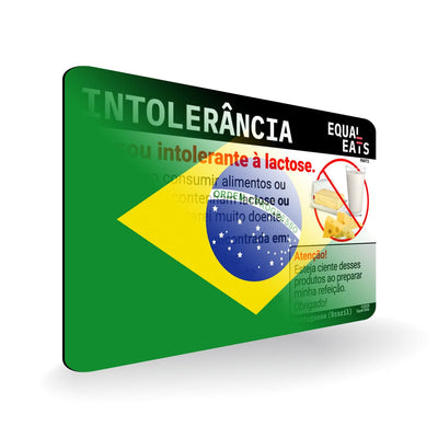 Lactose Intolerance in Portuguese. Lactose Intolerant Card for Brazil