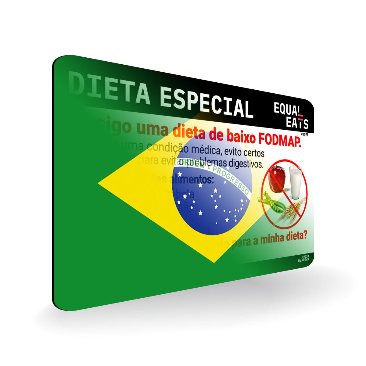 Low FODMAP Diet in Portuguese. Low FODMAP Diet Card for Brazil