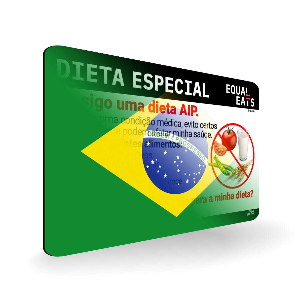AIP Diet in Portuguese. AIP Diet Card for Brazil