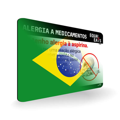 Aspirin Allergy in Portuguese. Aspirin medical I.D. Card for Brazil