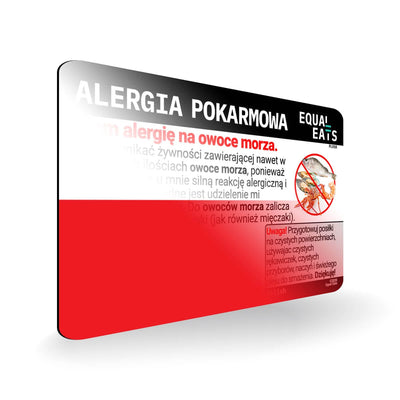 Seafood Allergy in Polish. Seafood Allergy Card for Poland
