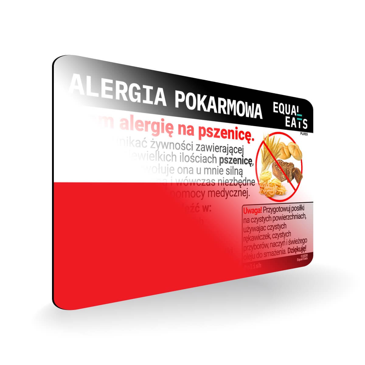 Wheat Allergy in Polish. Wheat Allergy Card for Poland