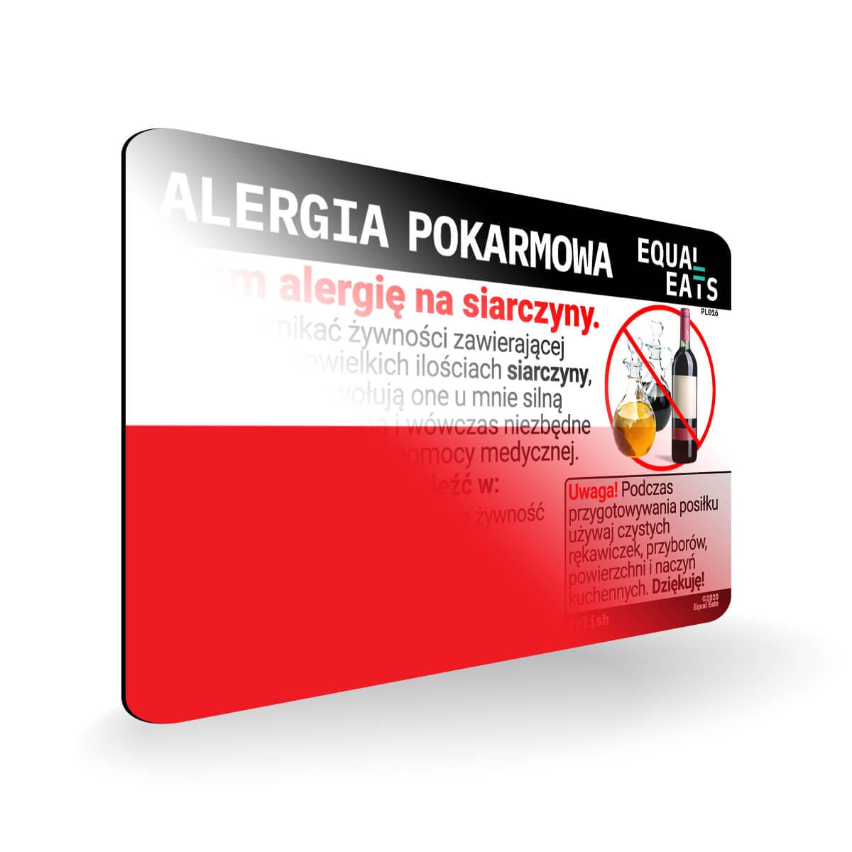 Sulfite Allergy in Polish. Sulfite Allergy Card for Poland