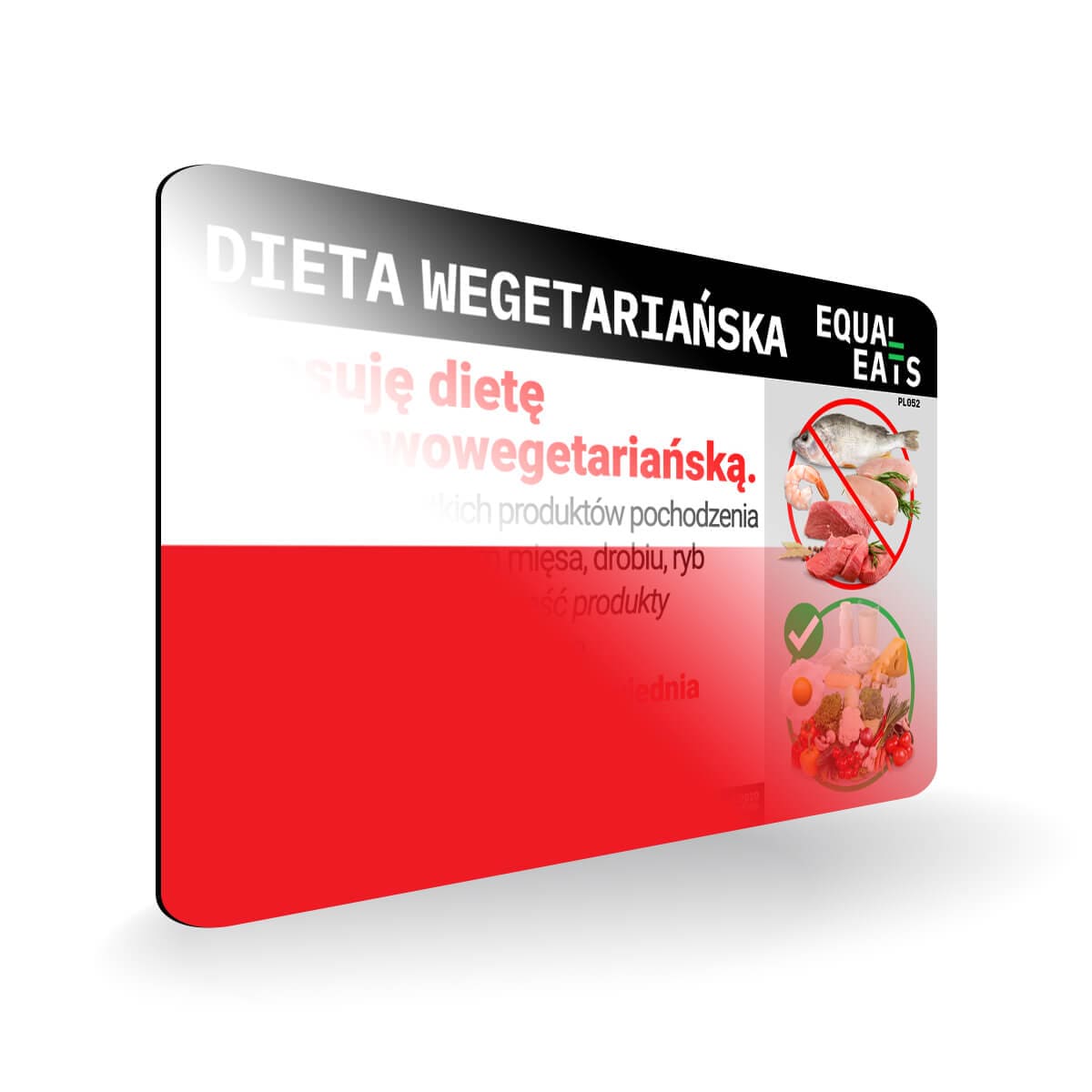 Lacto Ovo Vegetarian Diet in Polish. Vegetarian Card for Poland