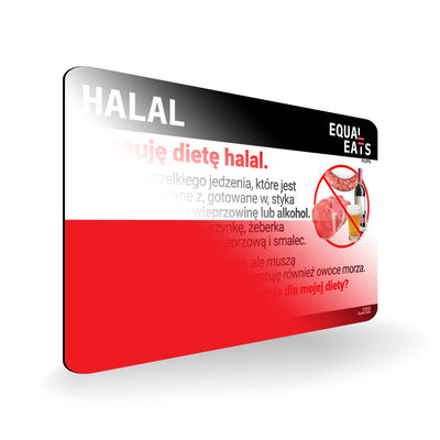 Halal Diet in Polish. Halal Food Card for Poland