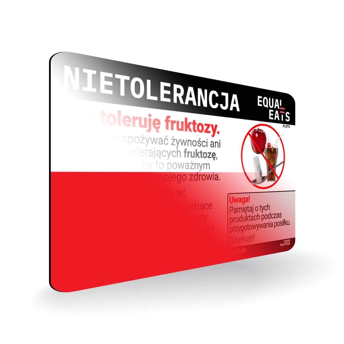 Fructose Intolerance in Polish. Fructose Intolerant Card for Poland