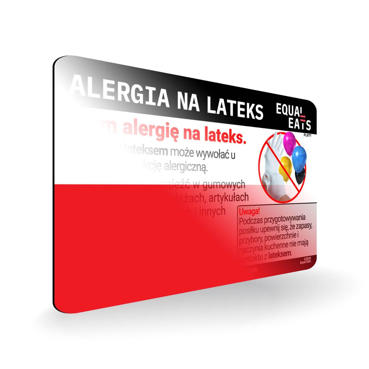 Latex Allergy in Polish. Latex Allergy Travel Card for Poland