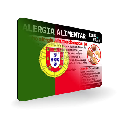 Portuguese (Portugal) Tree Nut Allergy Card