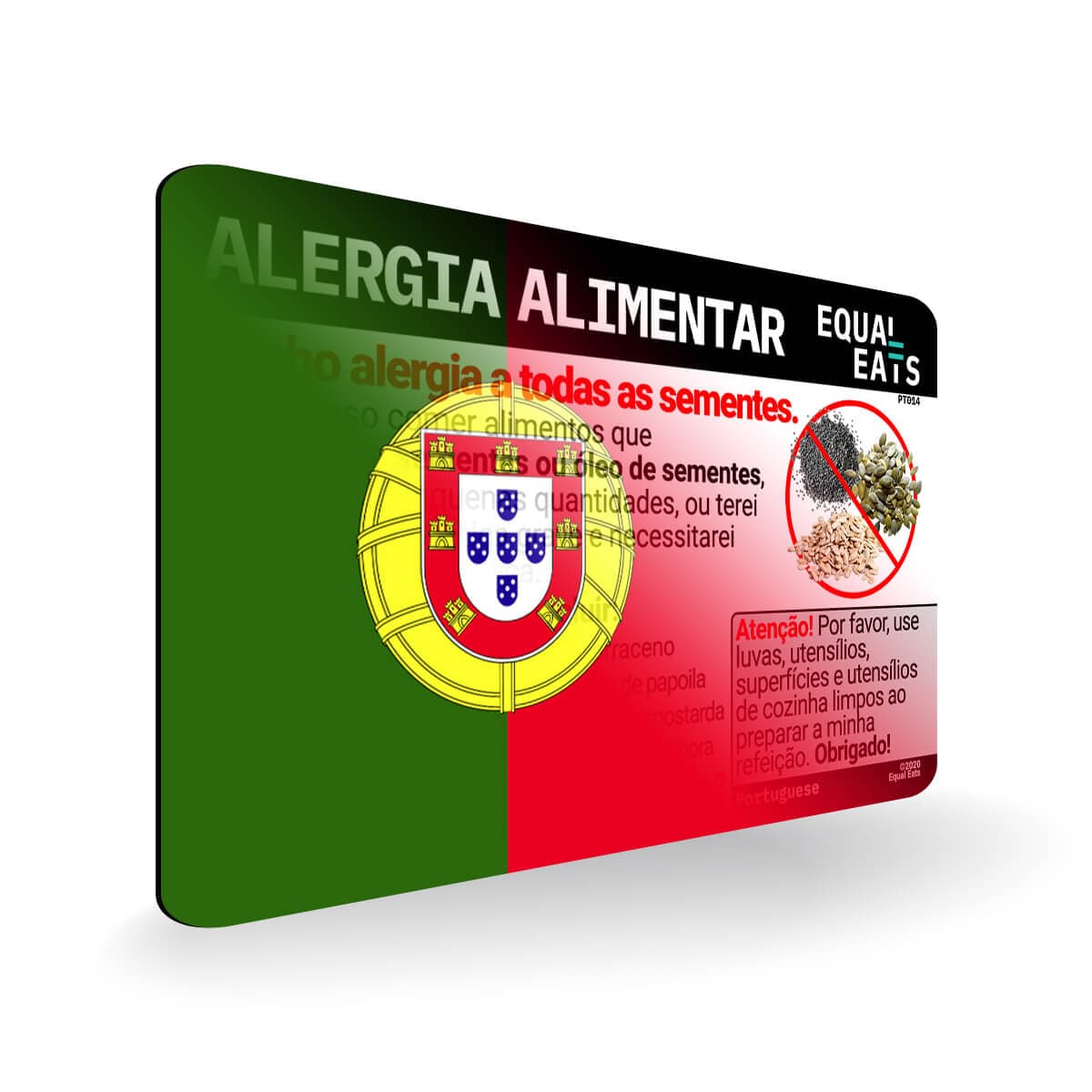 Seed Allergy in Portuguese. Seed Allergy Card for Portugal