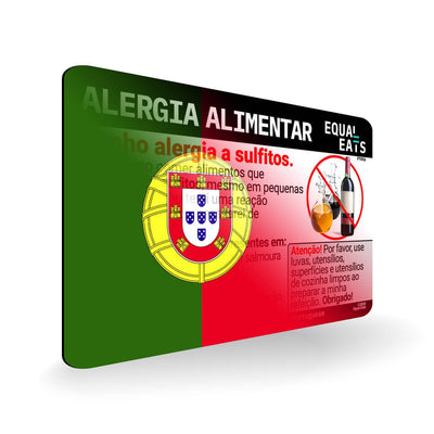 Sulfite Allergy in Portuguese. Sulfite Allergy Card for Portugal