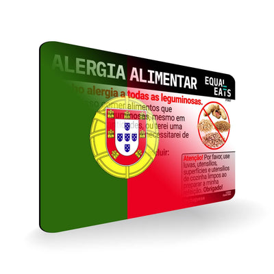 Legume Allergy in Portuguese. Legume Allergy Card for Portugal