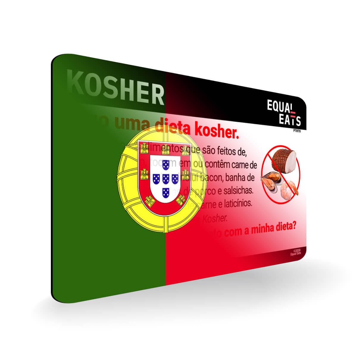 Kosher Diet in Portuguese. Kosher Card for Portugal
