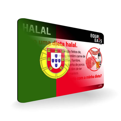 Halal Diet in Portuguese. Halal Food Card for Portugal