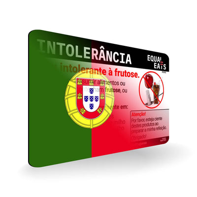 Fructose Intolerance in Portuguese. Fructose Intolerant Card for Portugal