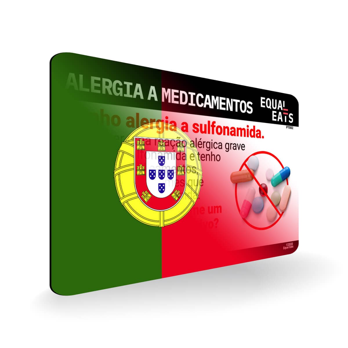 Sulfa Allergy in Portuguese. Sulfa Medicine Allergy Card for Portugal