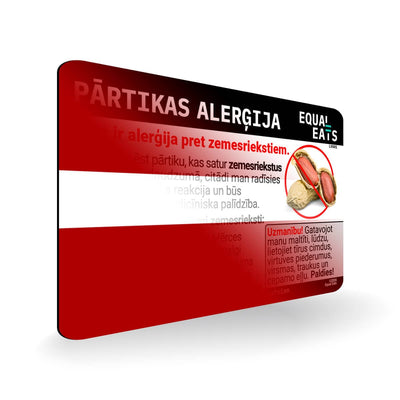 Peanut in Latvian, Card for Allergy Travel