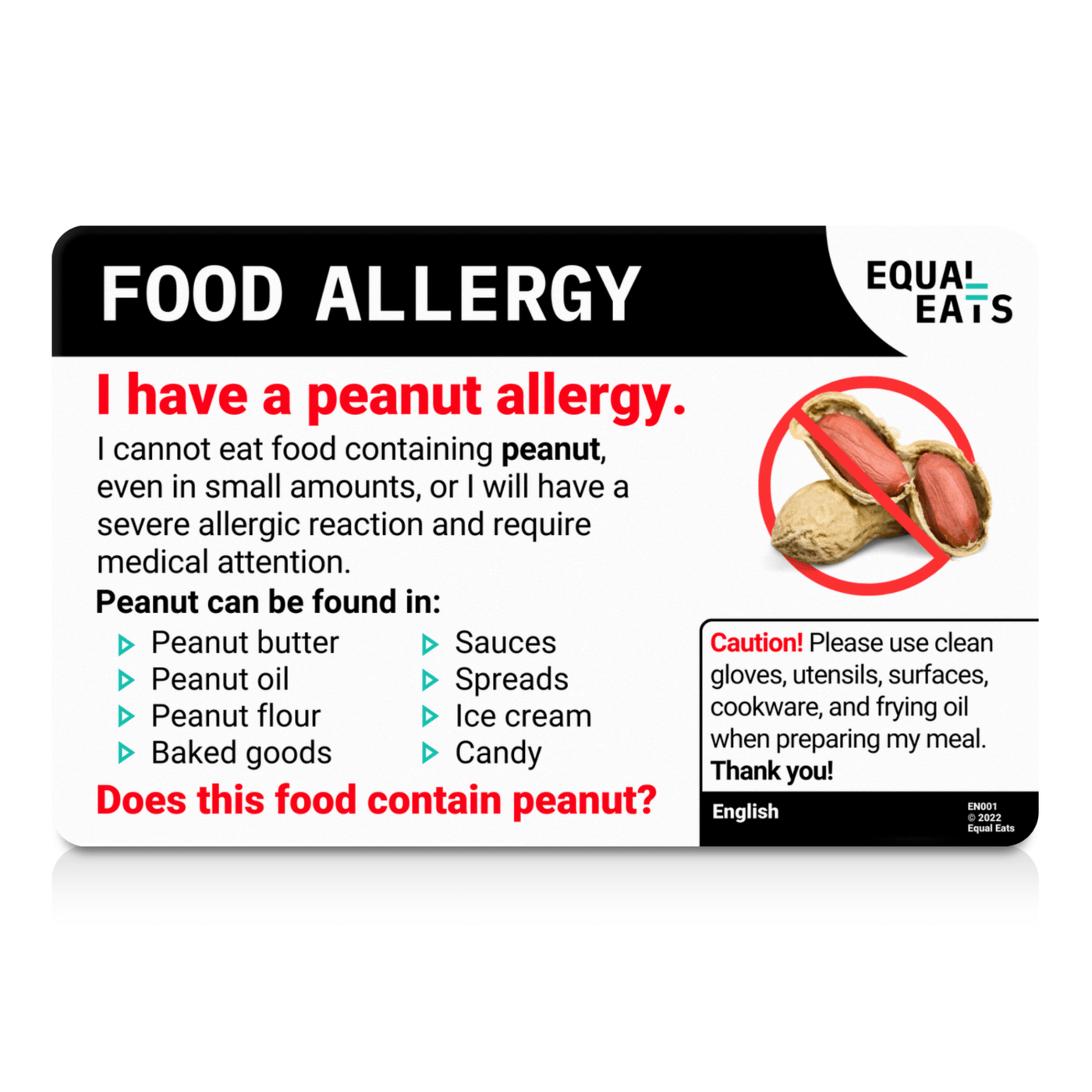 Peanut Allergy Card by Equal Eats