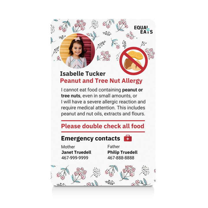 Flowers Peanut and Tree Nut Allergy ID Card (EqualEats)