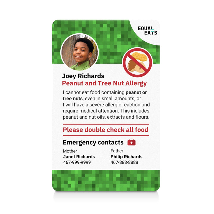 Gaming Peanut and Tree Nut Allergy ID Card (EqualEats)